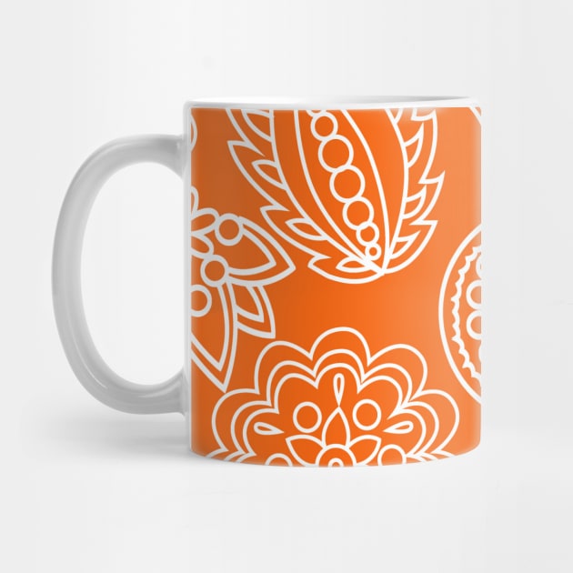 Mandala Pattern Orange and White Halloween Fall Autumn Season by jodotodesign